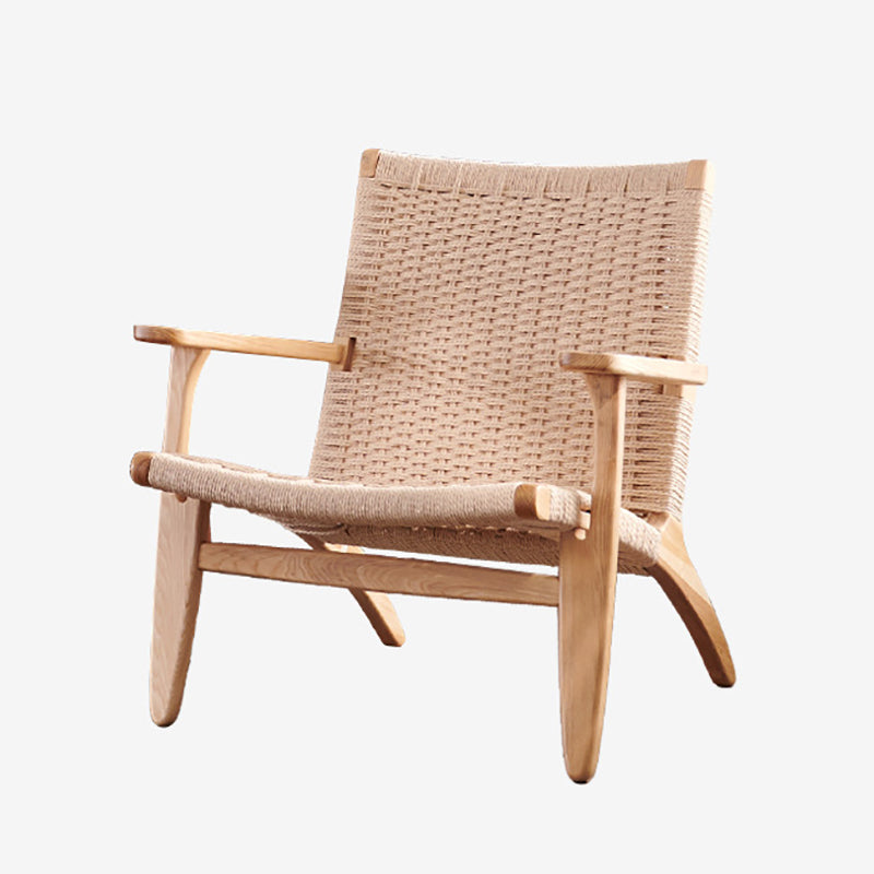 25.59" L x 31.88" W x 25.98" H Brown/Nautral Woven Accent Chair Solid Wood Lounge Chair