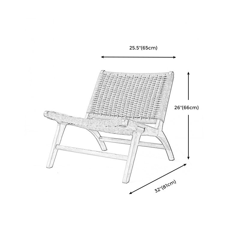 25.59" L x 31.88" W x 25.98" H Brown/Nautral Woven Accent Chair Solid Wood Lounge Chair