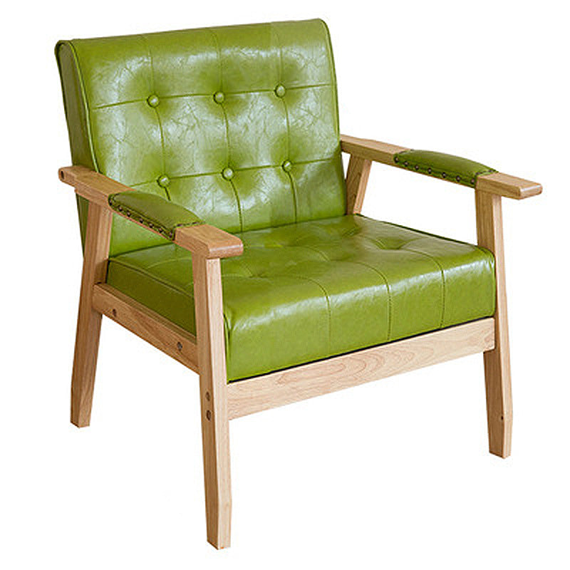 Modern 25.5"Wide PU Arm Chair with Basic Four Legs and Tufted Back