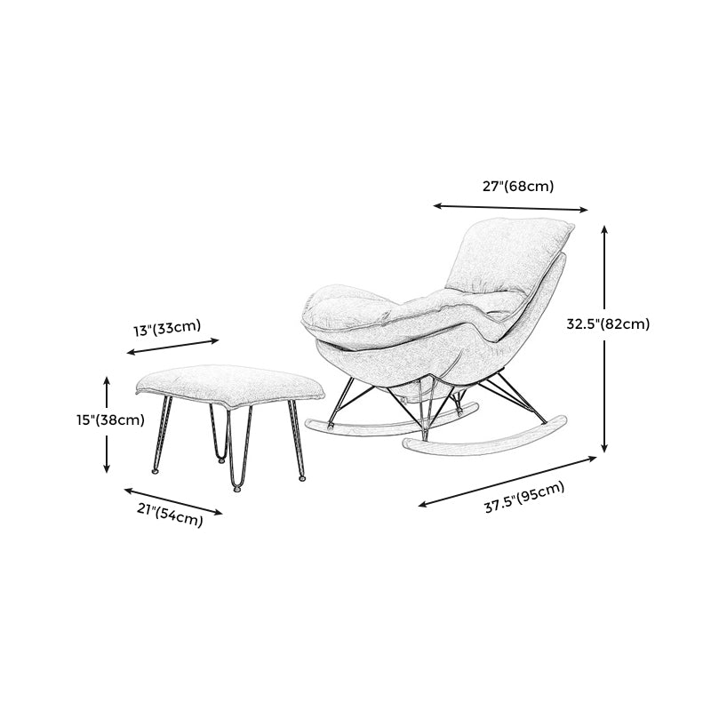 26.77" L x 37.40" W x 32.28" H Armless Upholstered Lounge Chair with Ottoman for Bedroom