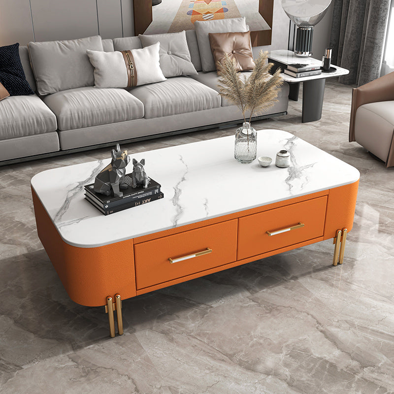 4 Legs Steel Frame Base Design Grey/white Slate Top Coffee Table