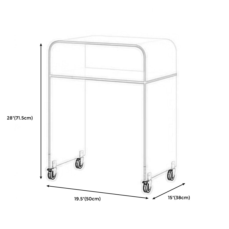 Sled 1 Single Coffee Table Clear Acrylic Cocktail Table with Casters