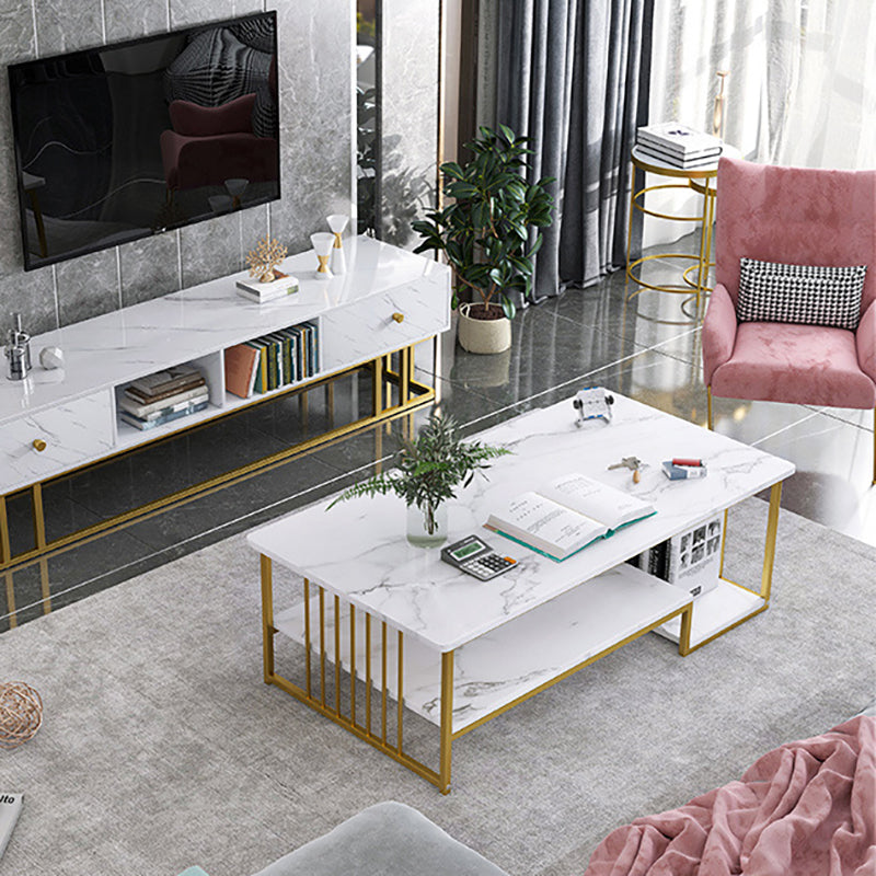 Rectangular Storage Coffee Table Contemporary Frame Cocktail Table for Home