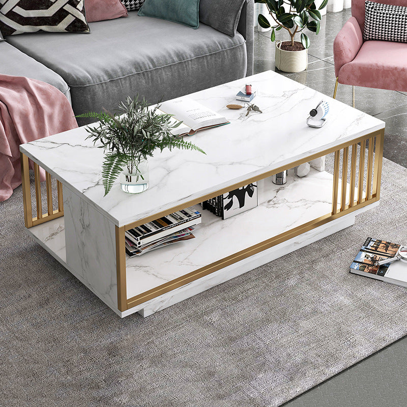 Rectangular Storage Coffee Table Contemporary Frame Cocktail Table for Home