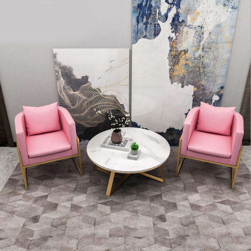 Modern Round Marble Coffee Table Metal Cross Legs Coffee Table