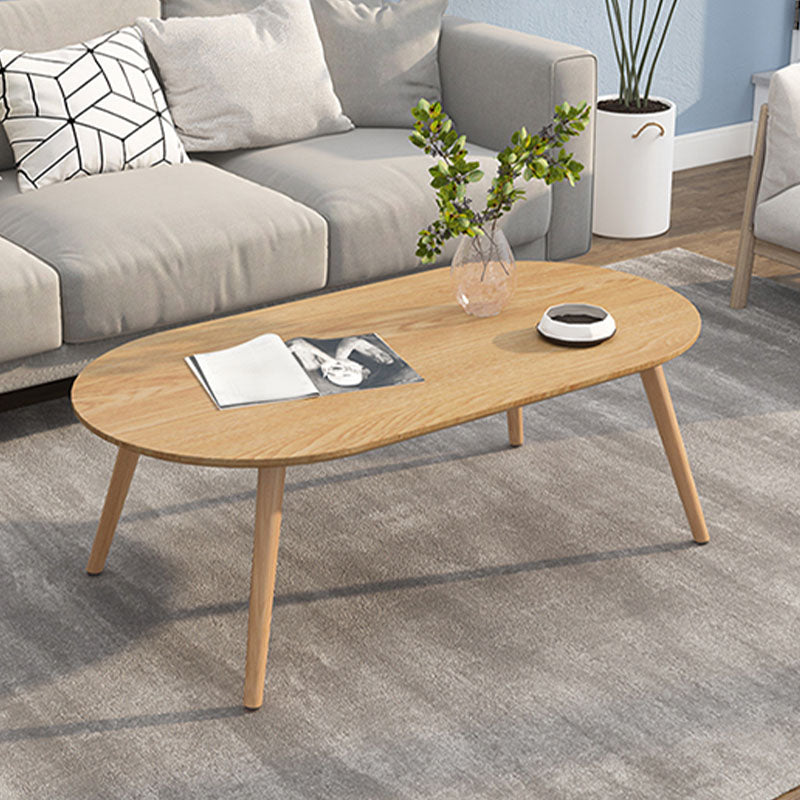 4 Legs Coffee Table Geometric Wood Cocktail Table in White and Natural