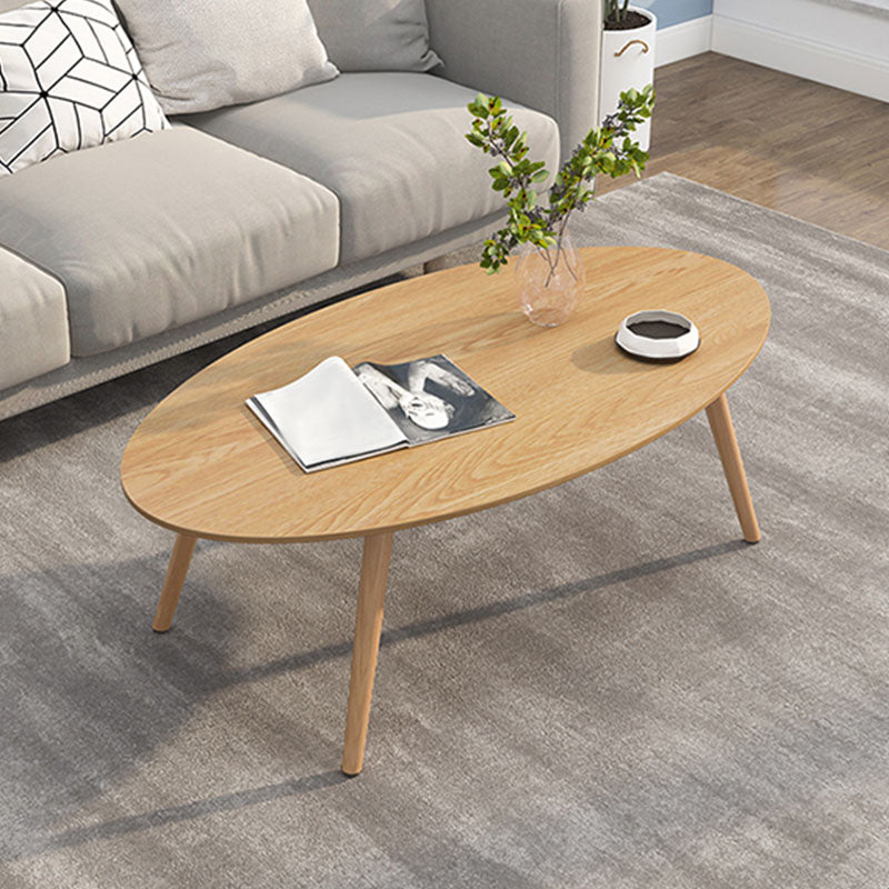 4 Legs Coffee Table Geometric Wood Cocktail Table in White and Natural