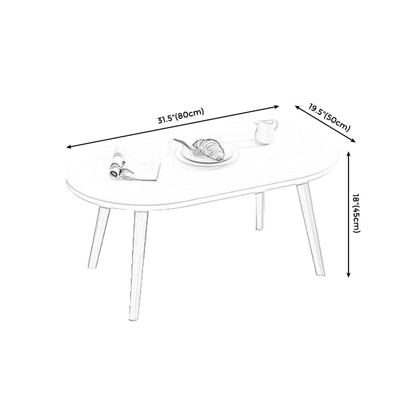 4 Legs Coffee Table Geometric Wood Cocktail Table in White and Natural