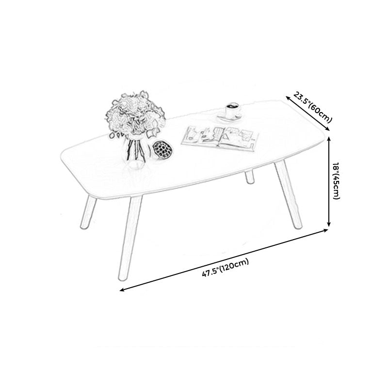 4 Legs Coffee Table Geometric Wood Cocktail Table in White and Natural