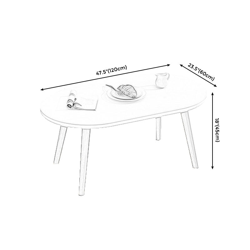 4 Legs Coffee Table Geometric Wood Cocktail Table in White and Natural