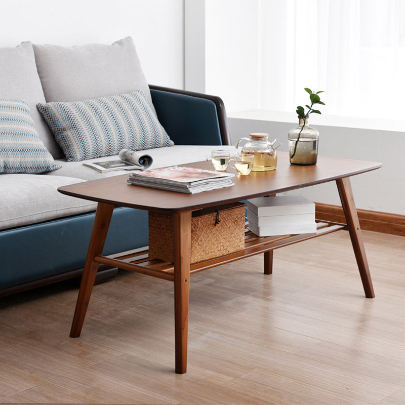 Rectangular Coffee Table with Walnut/wood-colored Top on 4-leg Base