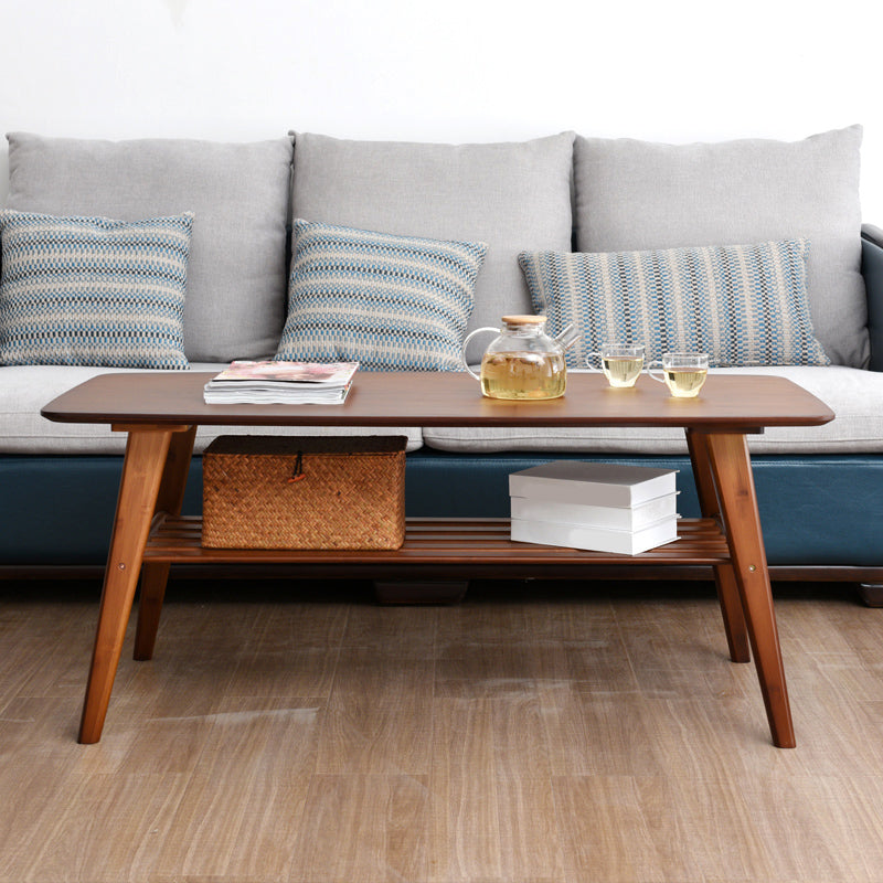 Rectangular Coffee Table with Walnut/wood-colored Top on 4-leg Base
