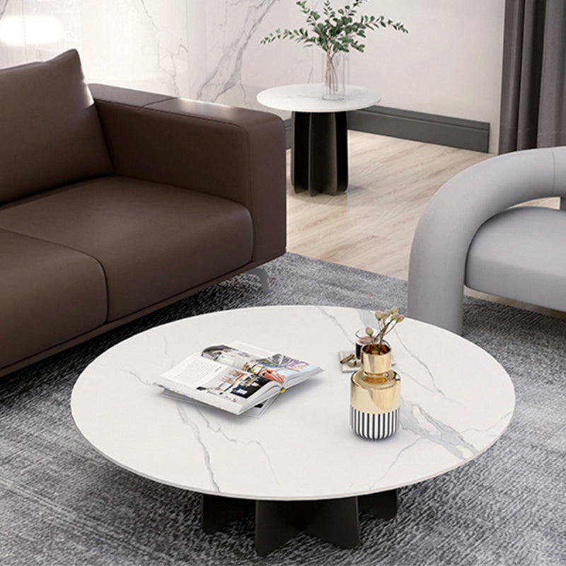 Contemporary Round Stone Pedestal Coffee Cocktail Table - 13.8''/15''/17.7'' H