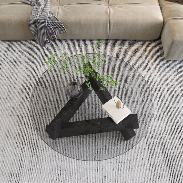 Contemporary Cross Legs Coffee Table 1 Single Wood Cocktail Table