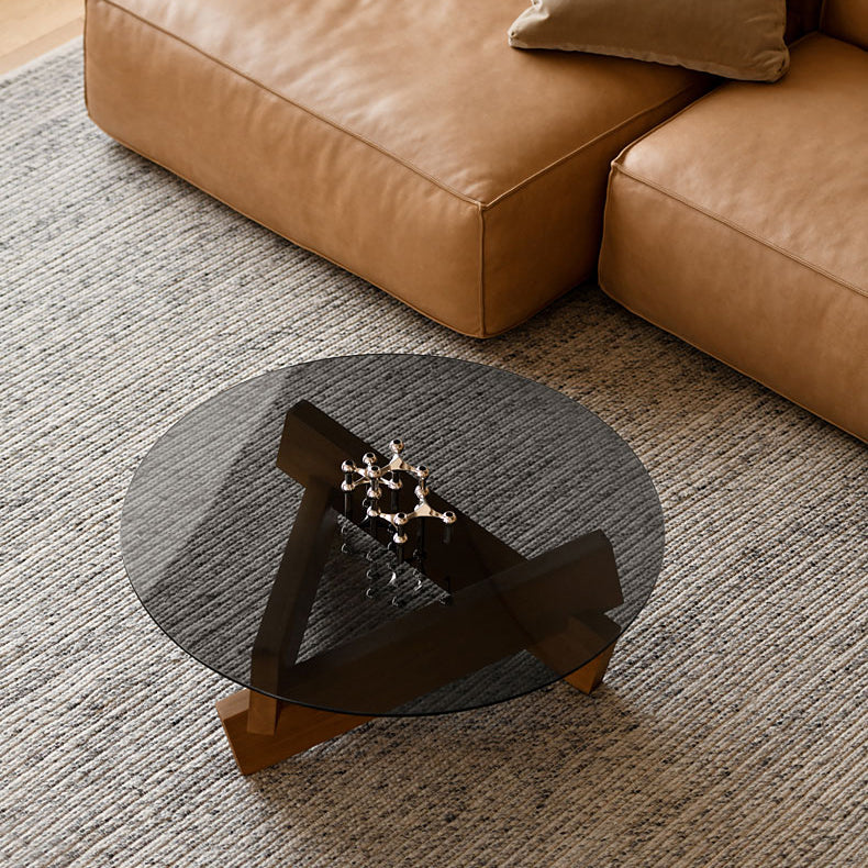 Contemporary Cross Legs Coffee Table 1 Single Wood Cocktail Table