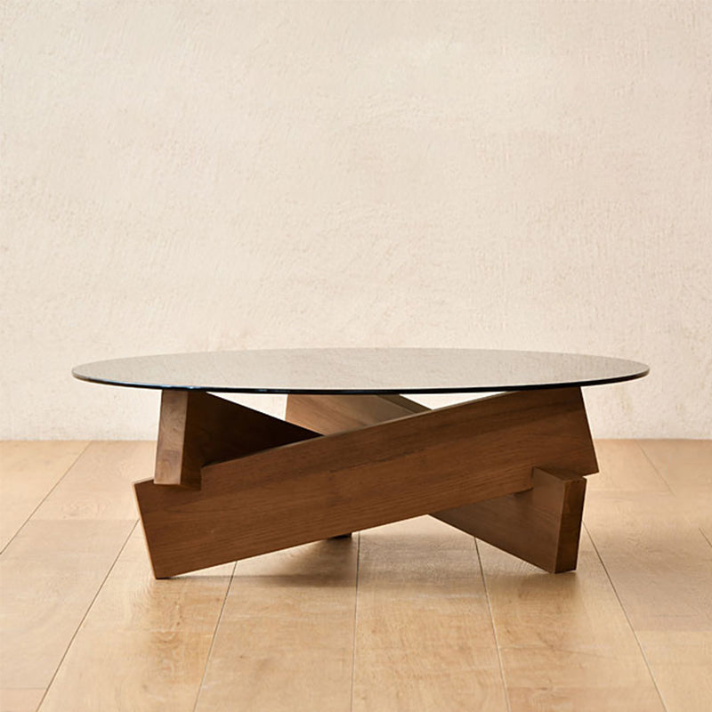 Contemporary Cross Legs Coffee Table 1 Single Wood Cocktail Table