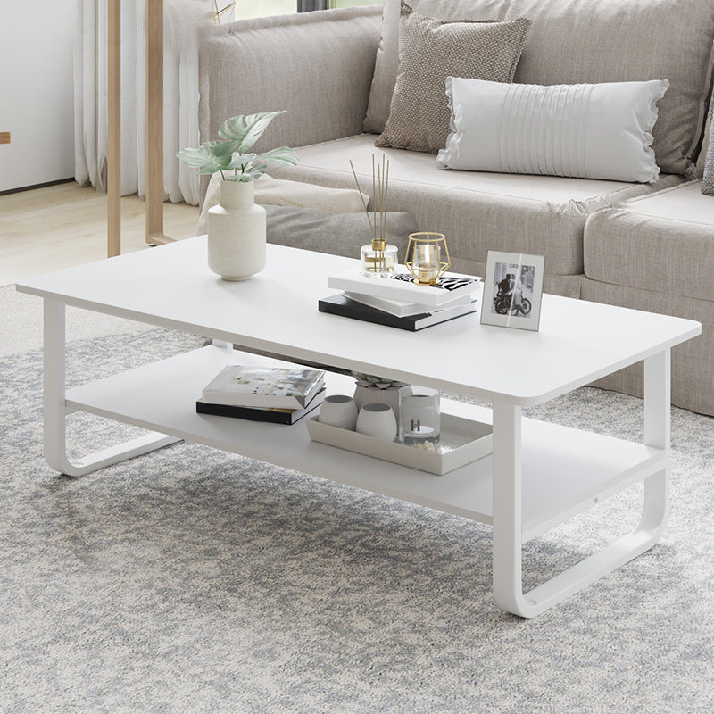 Modern Wood Rectangle Coffee Table White and Black Cocktail Table