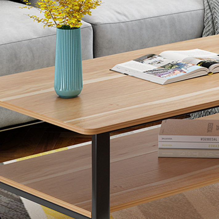 Modern Wood Rectangle Coffee Table White and Black Cocktail Table