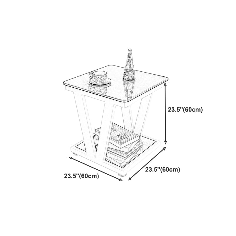 Modern Metal Frame 1 Coffee Table Black/White Square Glass Top Table