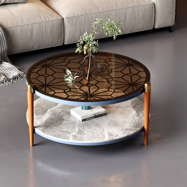 Contemporary Round Coffee Table 3 Legs Cocktail Table for Home