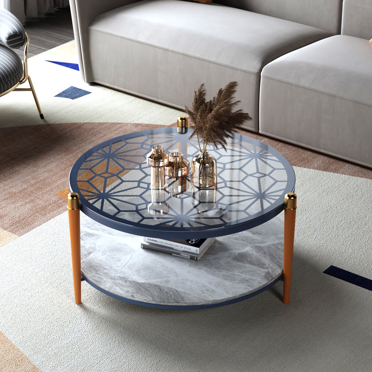 Contemporary Round Coffee Table 3 Legs Cocktail Table for Home