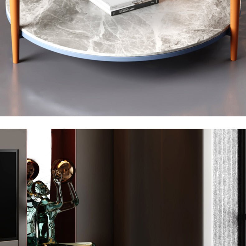 Contemporary Round Coffee Table 3 Legs Cocktail Table for Home