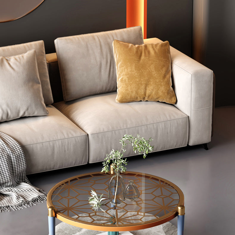 Contemporary Round Coffee Table 3 Legs Cocktail Table for Home