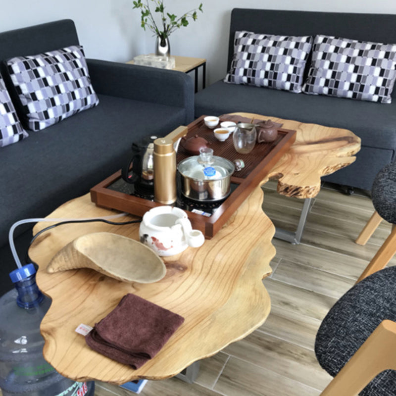 Modern Live Edge Coffee Table Geometric Red Wood Sled Cocktail Table