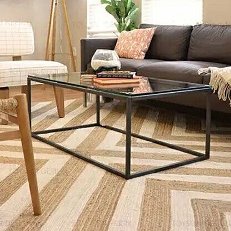 Contemporary Rectangular Glass Frame Base Coffee Cocktail Table