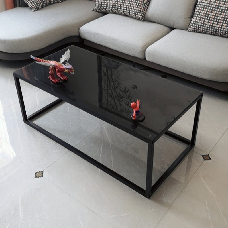Contemporary Rectangular Glass Frame Base Coffee Cocktail Table