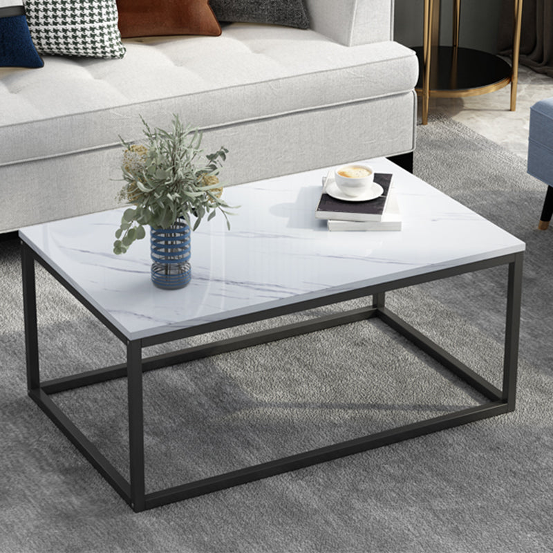 Modern Rectangular Steel Frame Coffee Table Black Cocktail Table