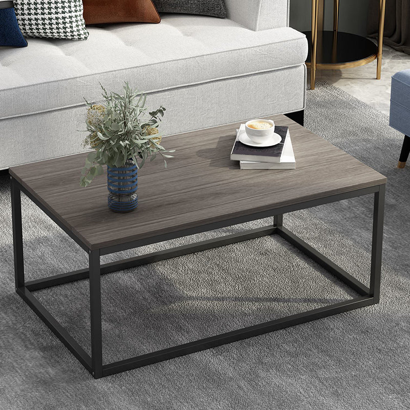 Modern Rectangular Steel Frame Coffee Table Black Cocktail Table