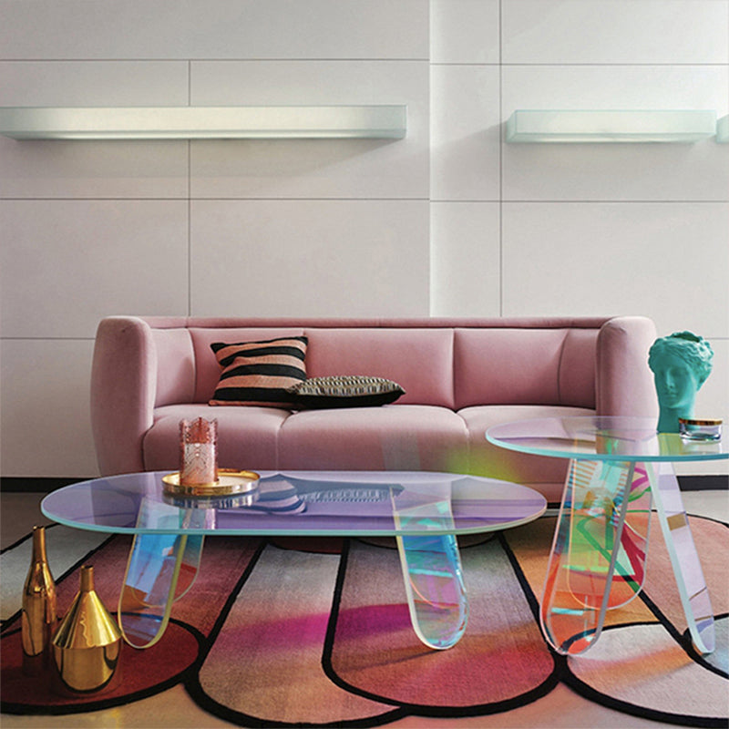 Acrylic 3 Legs Coffee Table Fixed Modern Round Cocktail Table