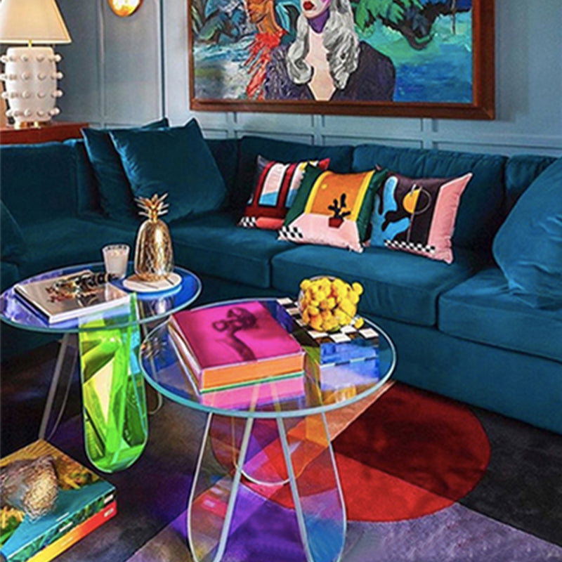 Acrylic 3 Legs Coffee Table Fixed Modern Round Cocktail Table