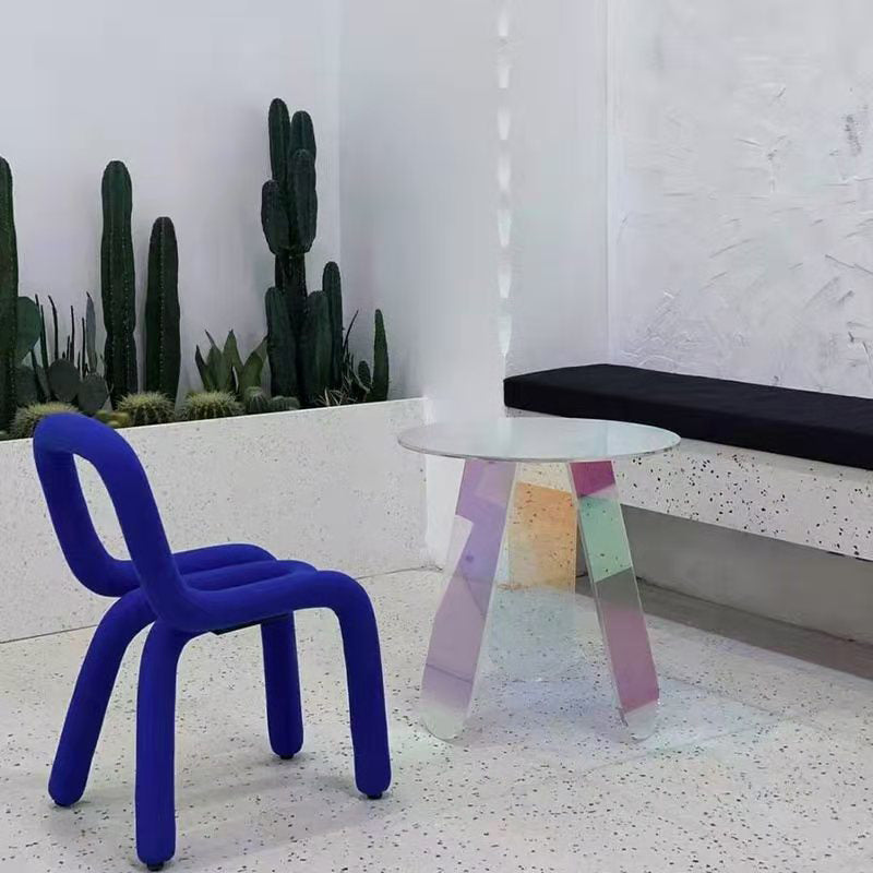Acrylic 3 Legs Coffee Table Fixed Modern Round Cocktail Table