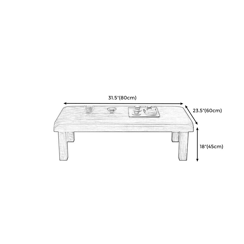4 Legs Rectangular Wood Coffee Table in Brown of 17.7 Inches High