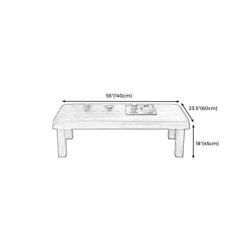 4 Legs Rectangular Wood Coffee Table in Brown of 17.7 Inches High