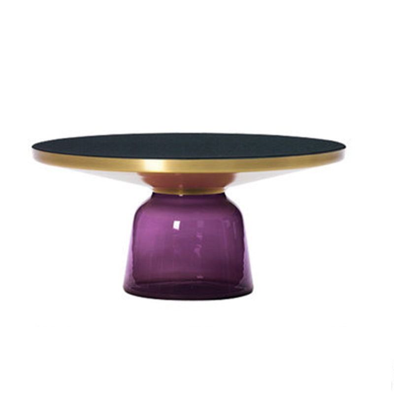 Pedestal 1 Single Coffee Table Metal and Glass Statement Cocktail Table