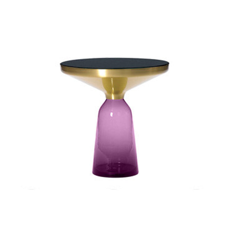 Pedestal 1 Single Coffee Table Metal and Glass Statement Cocktail Table