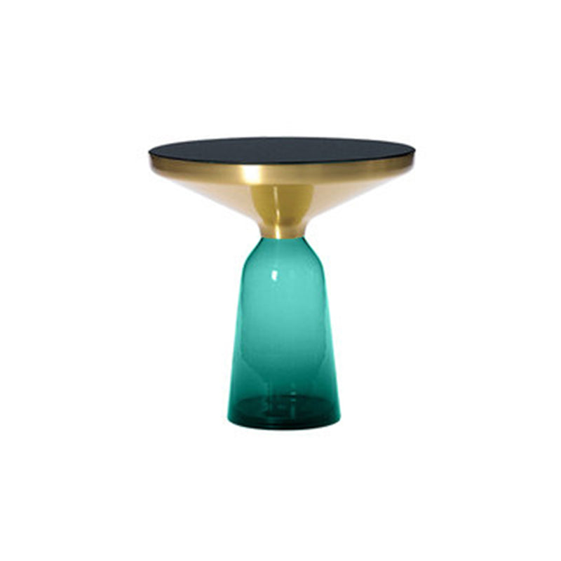 Pedestal 1 Single Coffee Table Metal and Glass Statement Cocktail Table