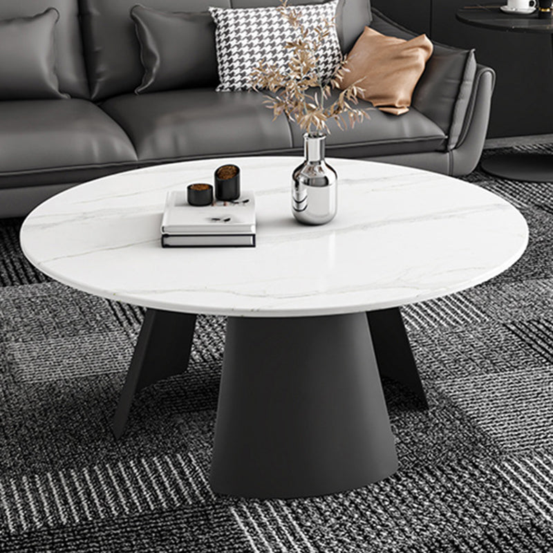 Contemporary Coffee Table Round Faux Marble Cocktail Table