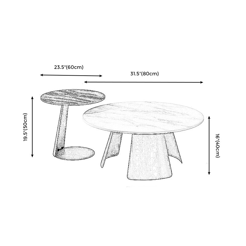 Contemporary Coffee Table Round Faux Marble Cocktail Table