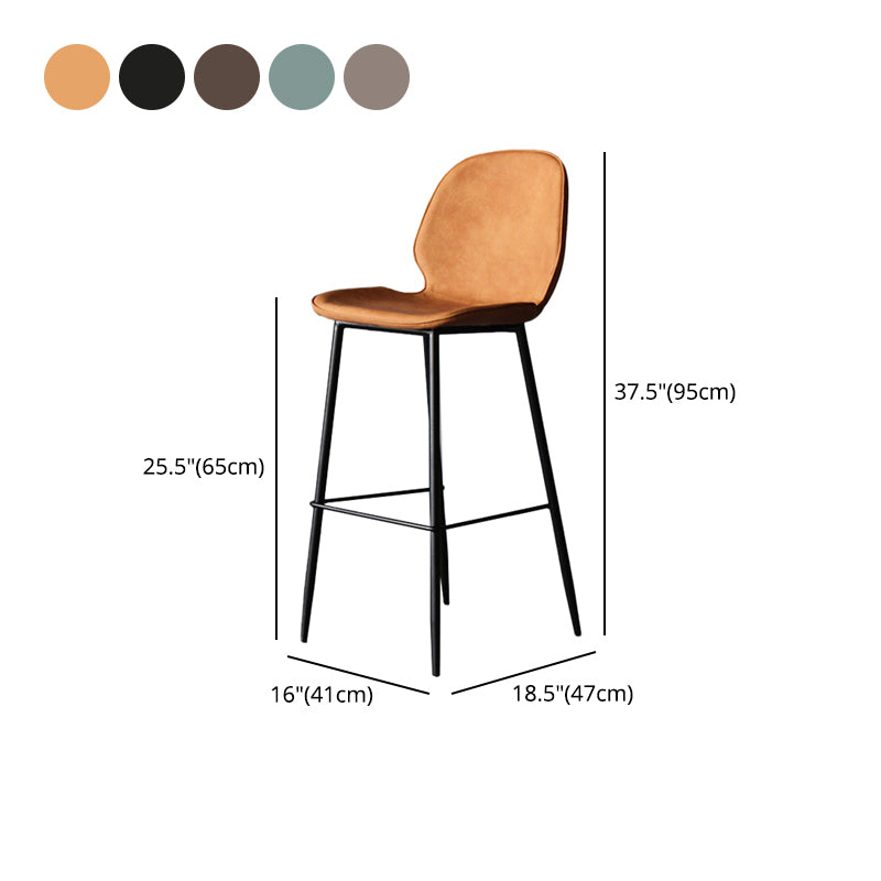 Industrial Style Bar-stool PU Leather Counter Bar Stool with Metal Legs for Kitchen