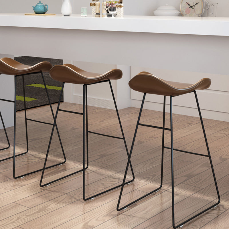 Industrial Style Bar-stool PU Leather Counter Bar Stool with Metal Legs for Home