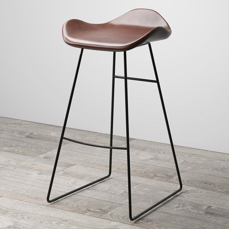 Industrial Style Bar-stool PU Leather Counter Bar Stool with Metal Legs for Home