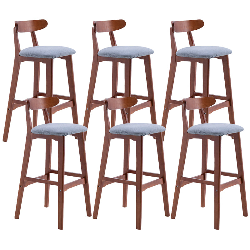 Scandinavian Restaurant Rubberwood Stool Matte Finish Upholstered Bar Stools
