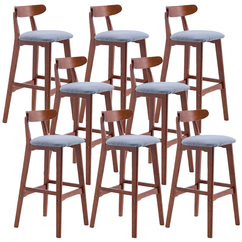 Scandinavian Restaurant Rubberwood Stool Matte Finish Upholstered Bar Stools