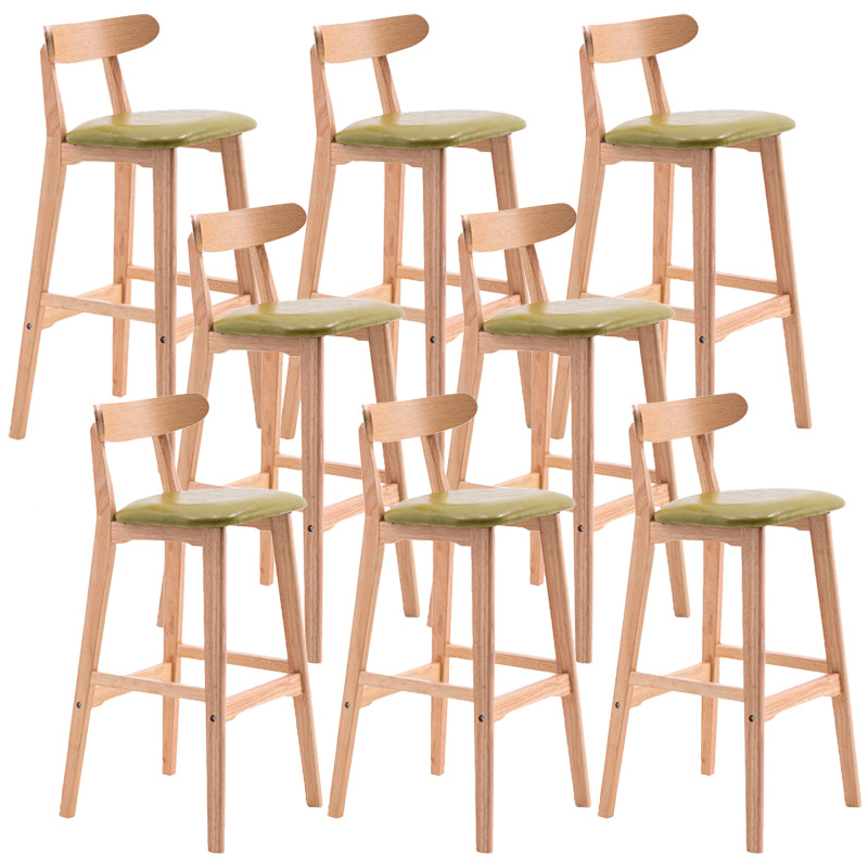 Scandinavian Restaurant Rubberwood Stool Matte Finish Upholstered Bar Stools