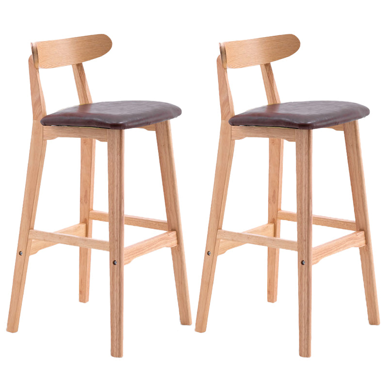 Scandinavian Restaurant Rubberwood Stool Matte Finish Upholstered Bar Stools