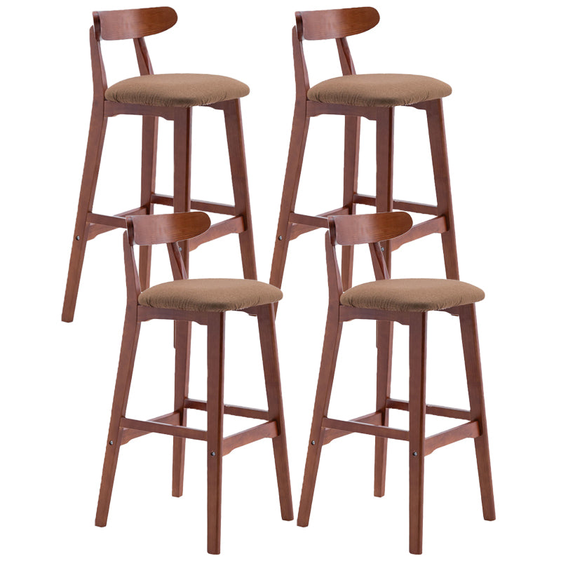 Scandinavian Restaurant Rubberwood Stool Matte Finish Upholstered Bar Stools